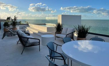 Venta Departamento PH Amueblado, Vista Al Mar y Laguna, Alberca, Puerto Telchac