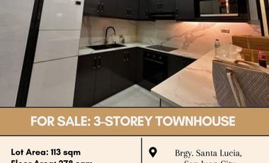 FOR SALE Three Storey Townhouse located at Brgy. Santa Lucia, San Juan City