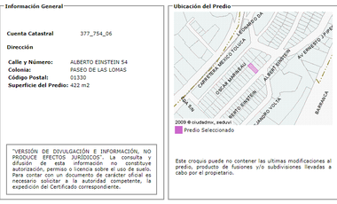 EXCELENTE PROPIEDAD A PRECIO DE REMATE, ALBERT EINSTEIN 54, PASEO DE LAS LOMAS, SANTA FE