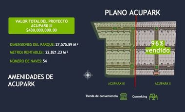 NAVE INDUSTRIAL EN VENTA ACUPARK II, SPARTEK II Y III