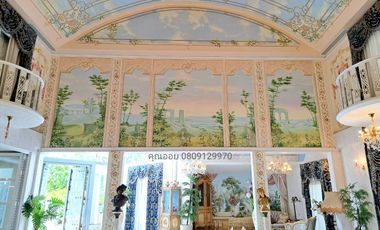 For sale: Luxury riverside mansion, Pathum-Samkok-Sena Road, Pathum Thani, over 2 rai, with custom-made luxury furniture throughout the house