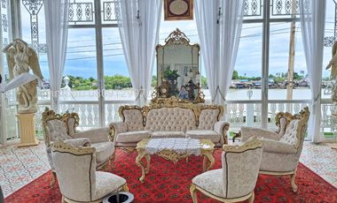 For sale: Luxury riverside mansion, Pathum-Samkok-Sena Road, Pathum Thani, over 2 rai, with custom-made luxury furniture throughout the house
