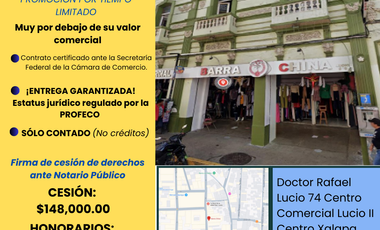 OPORTUNIDAD ÚNICA: LOCAL COMERCIAL CENTRO COMERCIAL LUCIO II CENTRO DE XALAPA VER. PRECIO MUY POR ABAJO DE SU VALOR COMERCIAL.