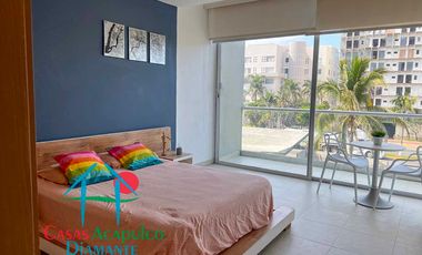 Acogedor departamento en edificio con club de playa. Con vista parcial al mar