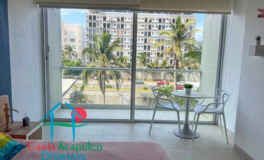Acogedor departamento en edificio con club de playa. Con vista parcial al mar