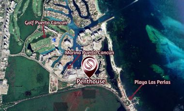 Penthouse con vista panorámica al mar en venta, Puerto Cancún, Cancún