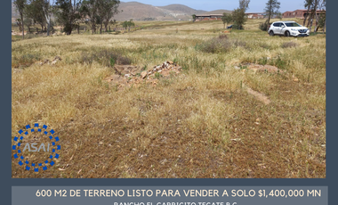 Terreno Campestre en venta en Tecate, Rancho EL Carricito