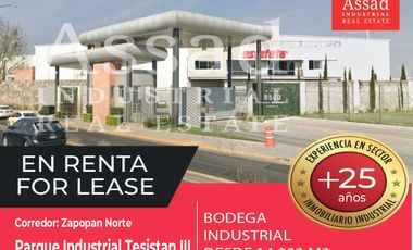 Renta de Bodega Industrial 14,000 m² | PARQUE INDUSTRUIAL TESISTAN III | ZAPOPAN NORTE
