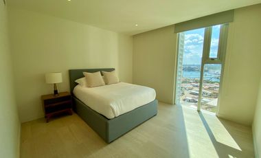 LUJOSO Y EXCLUSIVO DEPARTAMENTO EN RENTA EN SLS HARBOUR , 4 AMPLIAS RECAMARAS, INIGUALABLE VISTA AL MAR