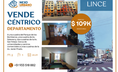 VIVE A UNOS PASOS DEL PARQUE DE LOS BOMBEROS EN LINCE - VENTA DE DEPARTAMENTO CON EXCELENTE UBICACIÓN