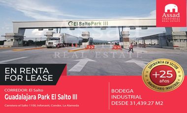 Renta de Bodega Industrial 31,439.27 m² | GUADALAJARA PARK EL SALTO III | Corredor El Salto