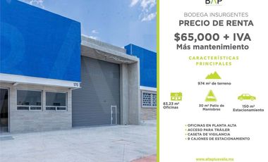 Bodega en renta Parque Industrial Insurgentes