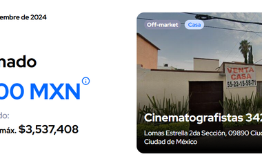 VENTA DE CASA EN CINEMATOGRAFISTAS 342, LOMAS ESTRELLA, IZTAPALAPA, CP. 09890