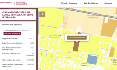 VENTA DE CASA EN CINEMATOGRAFISTAS 342, LOMAS ESTRELLA, IZTAPALAPA, CP. 09890
