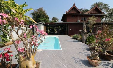 Lanna Style Teak 3-BRM Pool Home for Sale, Khon San, Chaiyaphum Thailand