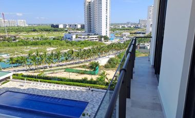 OPORTUNIDAD DEPARTAMENTO EN RENTA, BLUME PUERTO CANCUN, PISO ALTO VISTA AL MAR