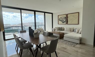 OPORTUNIDAD DEPARTAMENTO EN RENTA, BLUME PUERTO CANCUN, PISO ALTO VISTA AL MAR