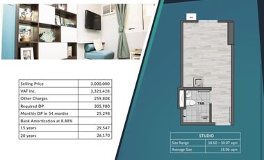 Studio Unit in Cubao Rent To Own starting at Php7,128 monthly near MRT Gateway and STI