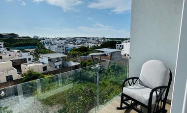 Venta de departamento amoblado de 3 habitaciones en urbanización Porto Manta.