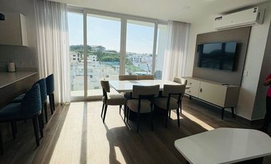 Venta de departamento amoblado de 3 habitaciones en urbanización Porto Manta.