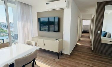 Venta de departamento amoblado de 3 habitaciones en urbanización Porto Manta.