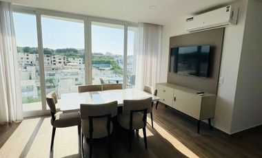 Venta de departamento amoblado de 3 habitaciones en urbanización Porto Manta.