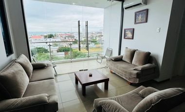 Venta de departamento de 2 habitaciones amoblado frente a Playa El Murciélago en Manta.