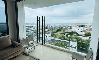 Venta de departamento de 2 habitaciones amoblado frente a Playa El Murciélago en Manta.