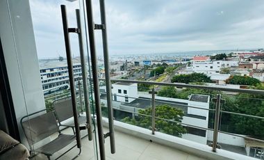Venta de departamento de 2 habitaciones amoblado frente a Playa El Murciélago en Manta.