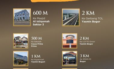 Rumah Syariah Dekat Taman Yasmin Kota Bogor, 2 Lantai Jual Dijual
