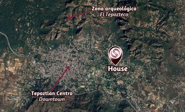 Casa, gran jardín y vista al Tepozteco, en venta, Tepoztlán, CDMX