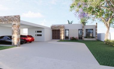 Casa en venta de una planta con alberca y paneles solares en privada con amenidades