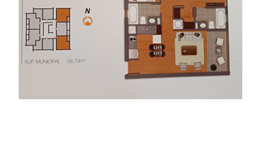 En venta Edificio Abaroa II, Departamento de 2 Dormitorios.