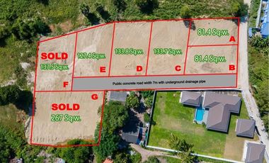 ขายที่ดินหัวหิน ใกล้สนามกอล์ฟแบ็คเม้าเท่น ขนาดที่ดินเริ่มต้น 81.4 ตรว ราคา 750,000 บาท