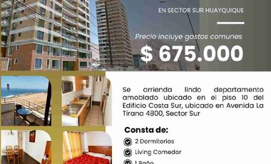 Departamento Amoblado en Arriendo en edificio Costa Sur de Iquique