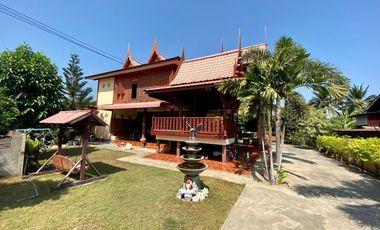 92561 - ขายบ้านเดี่ยวบ้านไม้สัก 2 ชั้น บ้านสวย บรรยากาศดี ร่มรื่น สงบ เป็นธรรมชาติ ท่าช้าง สิงห์บุรี