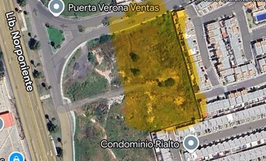 Terreno ubicado enfrente de Fraccionamiento Puerta Verona