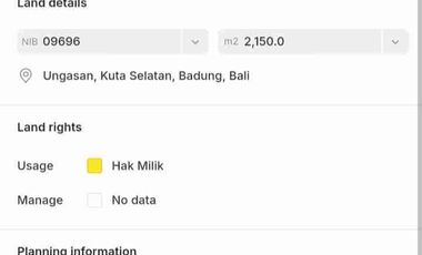 Tanah View GWK cocok untuk Perumahan jalan Merak Ungasan Bali