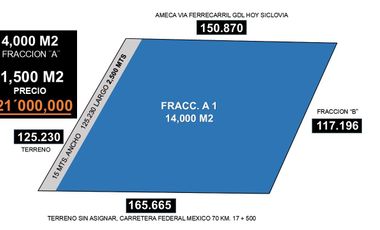 Terreno en venta en Tala, Jalisco a pie de carretera