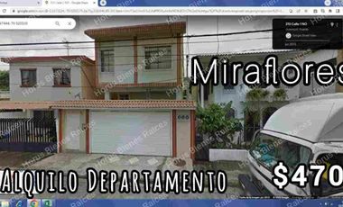 Se renta departamento en Miraflores, ideal para familias de 3 miembros o grupos de 3 universitarios/profesionales