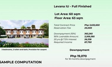 3 BR Townhouse Model at Paseo de Lipa-LEVANA MODEL