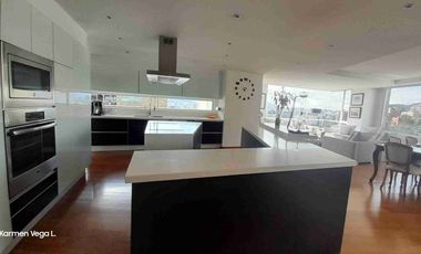 Arriendo Departamento Amoblado de Lujo, Moderno, 270m2, Piso Alto, Vista Panorámica, Sector González Suárez