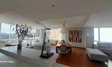 Arriendo Departamento Amoblado de Lujo, Moderno, 270m2, Piso Alto, Vista Panorámica, Sector González Suárez