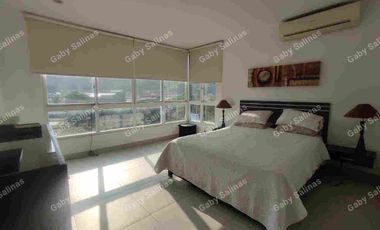 ALQUILER departamento amoblado en piso alto con ascensor linda vista a la ciudad Guayaquil CEIBOS vía a la costa