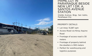 FOR LONG-TERM LEASE: Prime Lot in Parañaque Beside New LRT 1 Dr. A. Santos Avenue Station