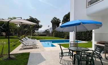 OPORTUNIDAD DE ALQUILAR HERMOSA CASA MODERNA EN PACHACAMAC CON PISCINA AMOBLADO