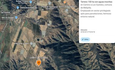 TERRENO 151 HA CON AGUAS INSCRITAS CAMINO LOS GUINDOS MELIPILLA