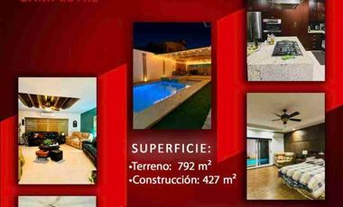 VENTA RINCONES DE SAN MARCOS,UNA PLANTA,3 RECAMARAS CON OPCION A UNA 4TA. 792M2 T. Y 529M2 C. ALBERCA ,PANELES.