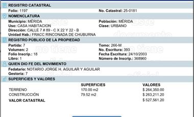 HERMOSA PROPIEDAD EN VENTA DE RECUPERACION BANCARIA EN RINCONADA DE CHUBURNÁ, MÉRIDA YUCATÁN.