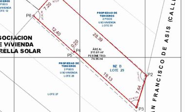 VENTA DE  TERRENO 211m2 EN CARABAYLLO